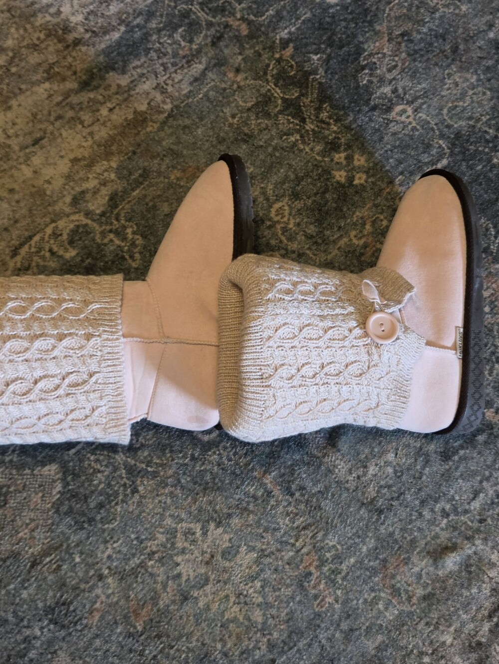 MUK LUKS Cheryl Mid-Calf Winter Boots Light Pink Cable Knit NWOT Size 10 - Picture 4 of 10